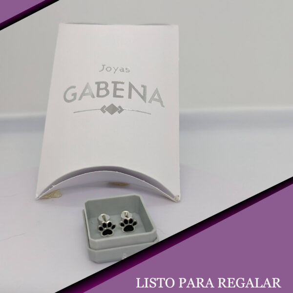 Aros Abridores Huella Patita 925 Esmaltado - Negro pack