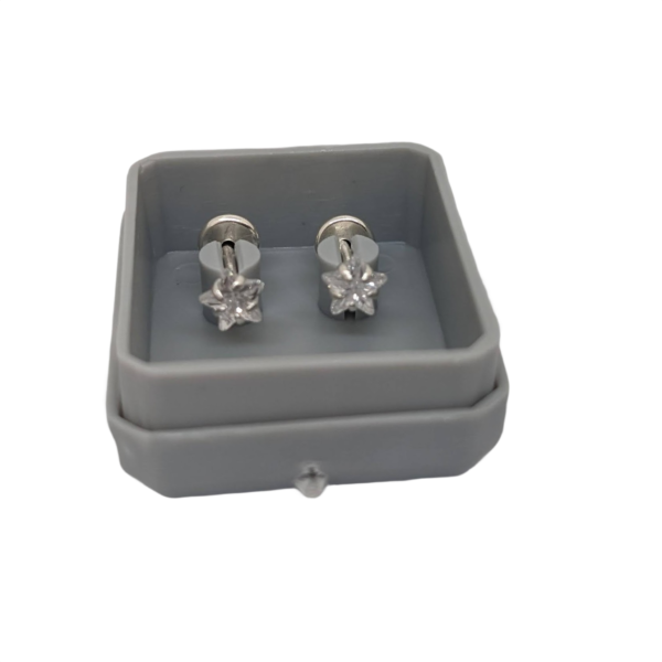 Aros Abridores Cristal Estrella Plata 925 chico