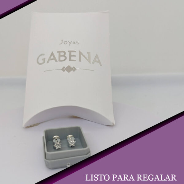 Aros Abridores Cristal Estrella Plata 925 chico PACK BLANCO