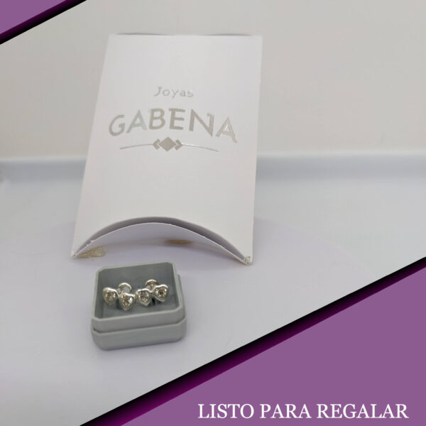 Aros Abridores Doble Corazón Cristal Plata 925 - Tornasol pack