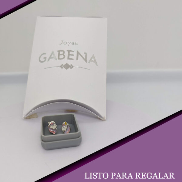 Aros Abridores Cabeza Unicornio Plata 925 Esmaltado pack o aa-14