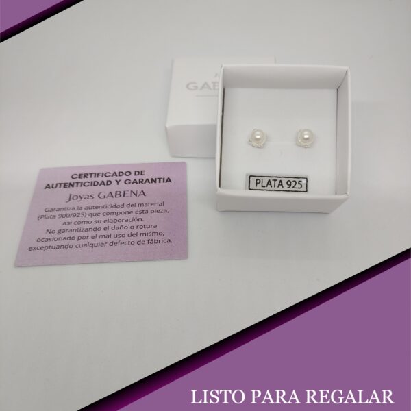 Aros perlas engarzadas 6mm plata pack