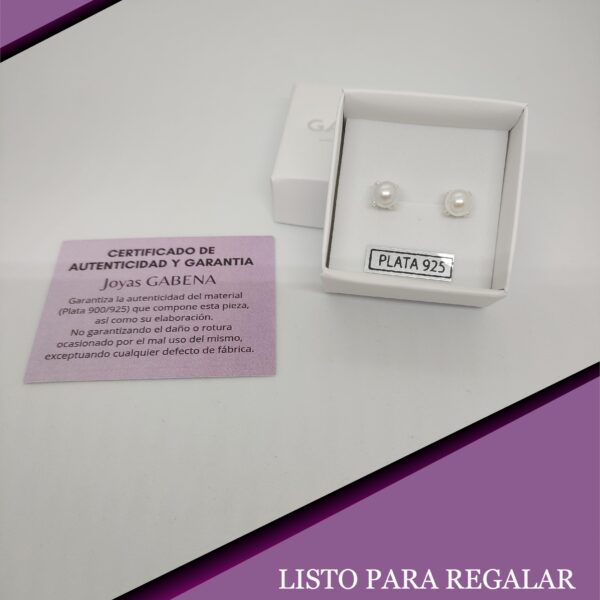 Aros perlas engarzadas 7mm plata pack