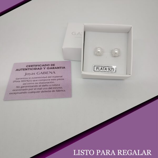 Aros perlas engarzadas 8mm plata pack