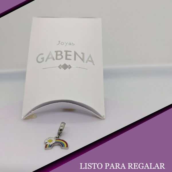 Dije Charm Arcoiris Flor Acero Quirúrgico pack