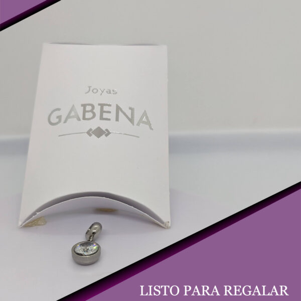 Dije Charm Cristal Susano Acero Quirúrgico blanco pack