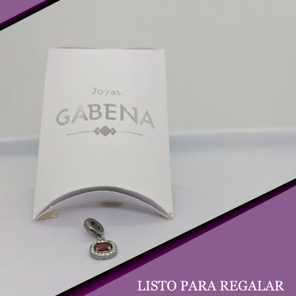 Dije Charm Cristal Cuadrado Acero Quirúrgico rojo pack
