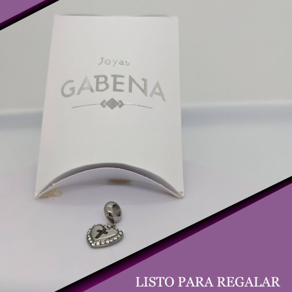 Dije Charm Cruz Corazon Acero Quirúrgico roja pack