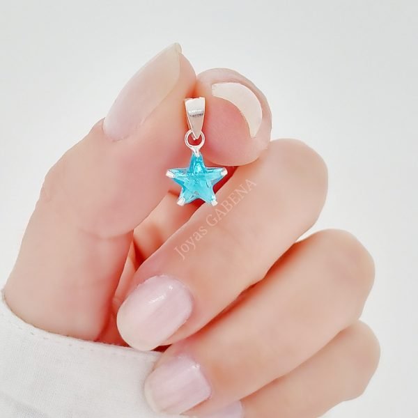 dije cristal estrella turquesa