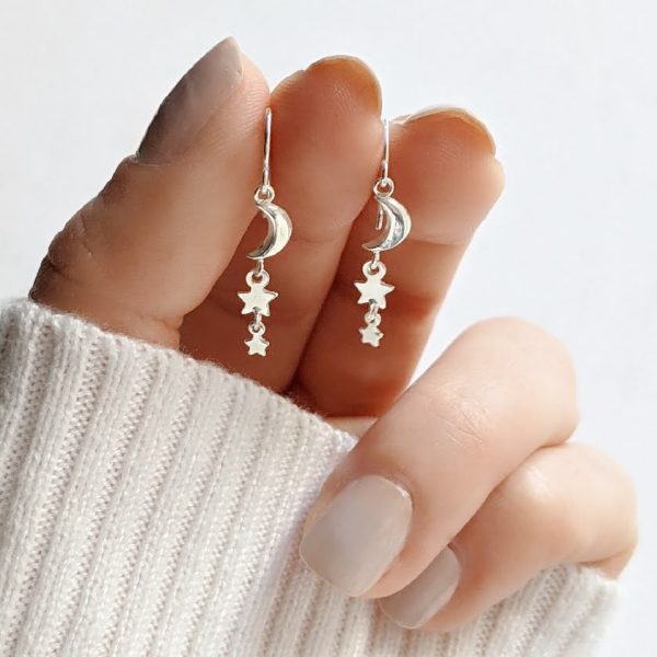 Aros lunas y estrellas colgantes mano