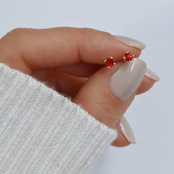 Aros Cristal Engarzados chicos Plata 925 - Pasantes - Imagen 4