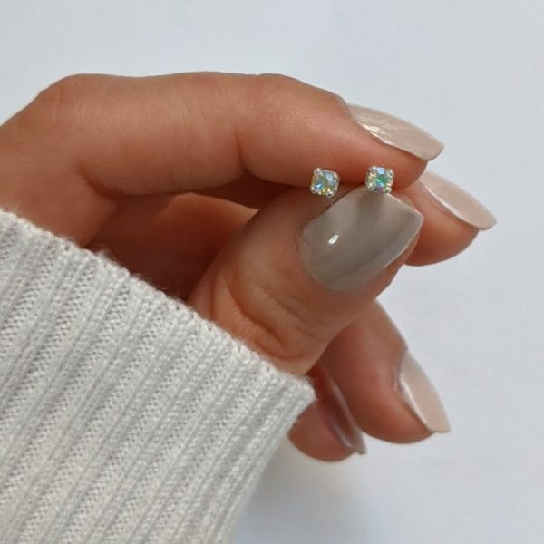 Aros Cristal Engarzados chicos Plata 925 - Pasantes - Imagen 6