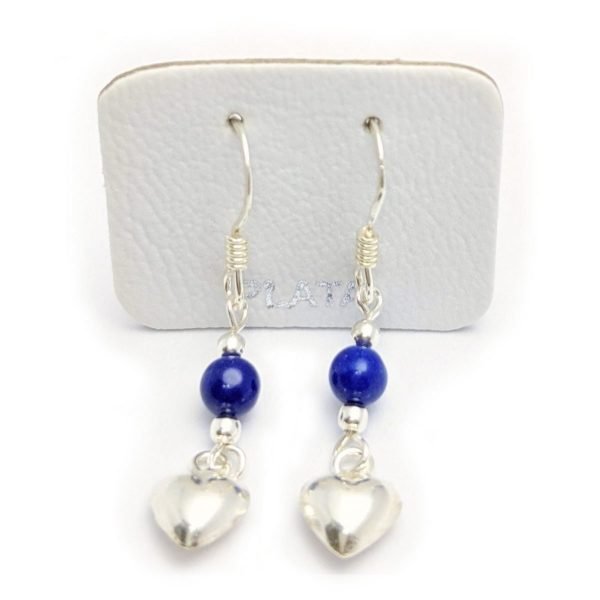 Aros corazón y piedra azul 2