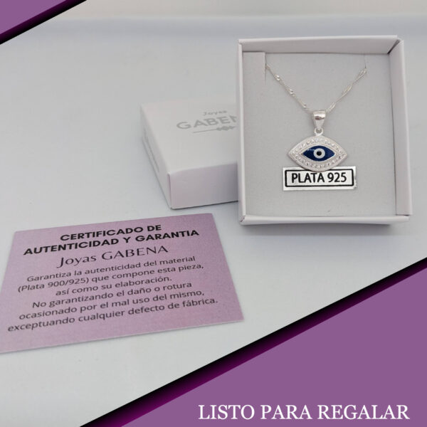 Collar Ojo Turco Cristales Plata 925 pack