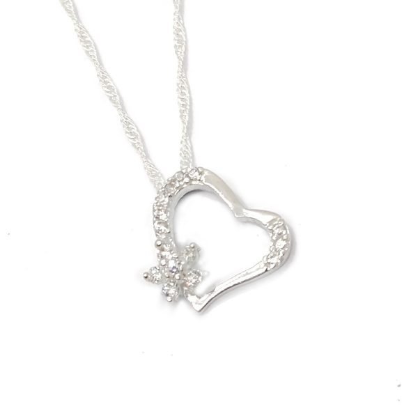 Collar corazón y flor cristal