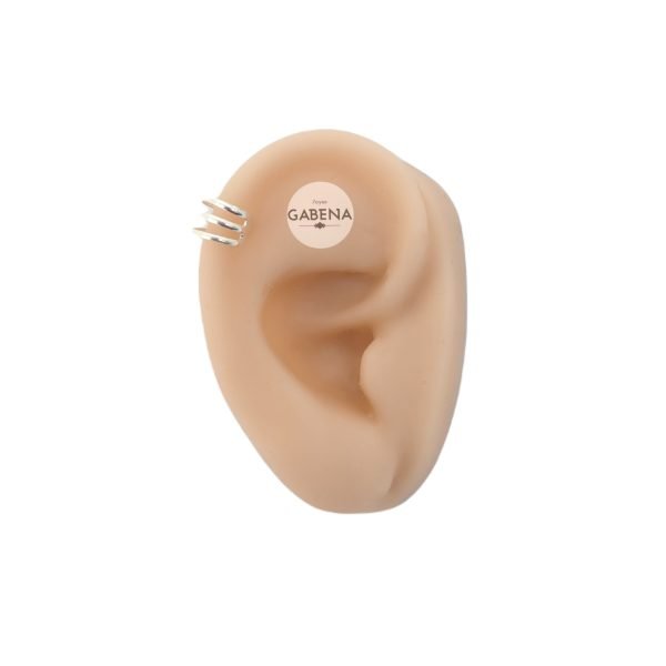 aro cuff tres lineas plata oreja