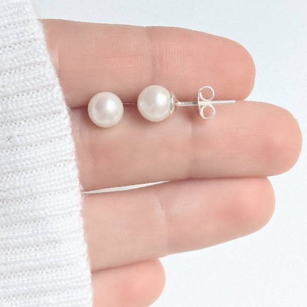 Aros Perla Cultivada 7mm Plata 925 - Pasantes