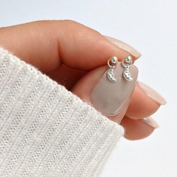 Aros bolita y luna mini mano