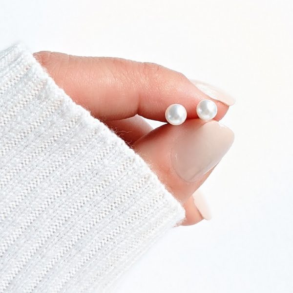 Aros perlas pasantes mano