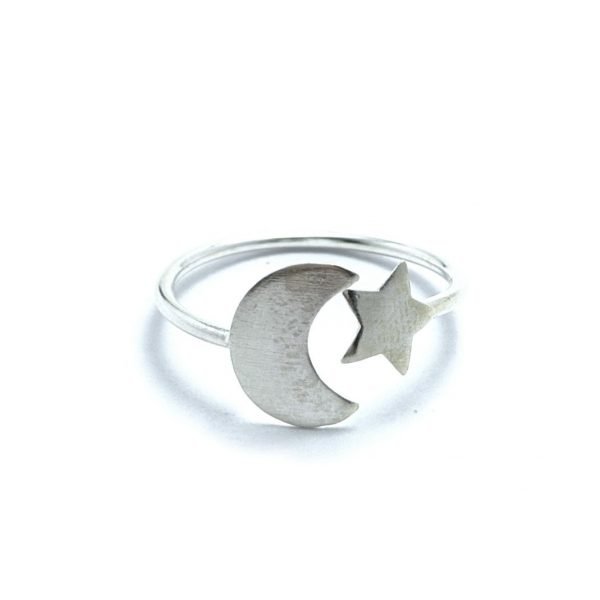 Anillo luna y estrella semiabierto
