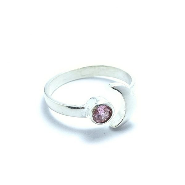 anillo luna con cubic rosa