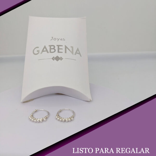 Aros Argollas Con Bolitas Cosidas plata pack