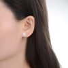 Aros Flor Cristal Cubic Plata 925 -