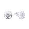 Aros Flor Cristal Cubic Plata 925 -
