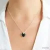 Collar Cristal Swarovski Corazon 10mm Plata emerald woo