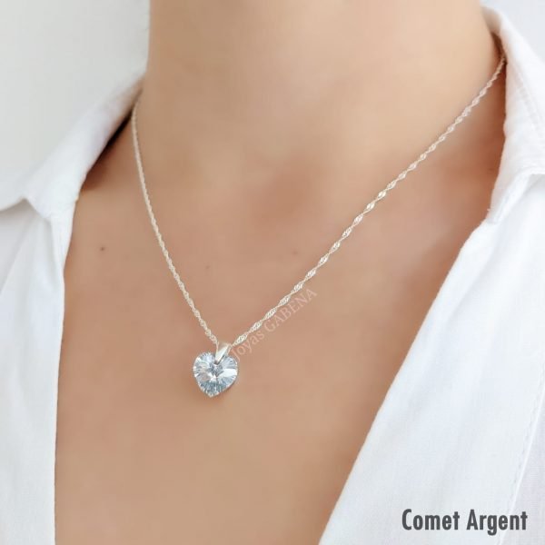 collar cristal corazon comet argent