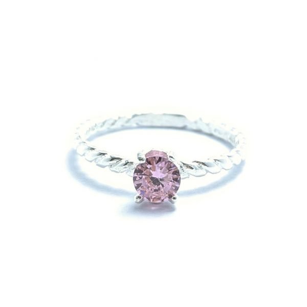anillo cristal cubic rosa