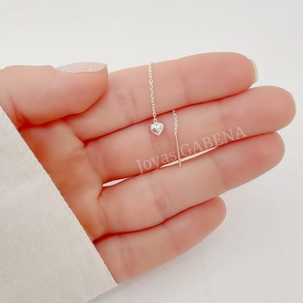 aro cadena corazon colgante plata
