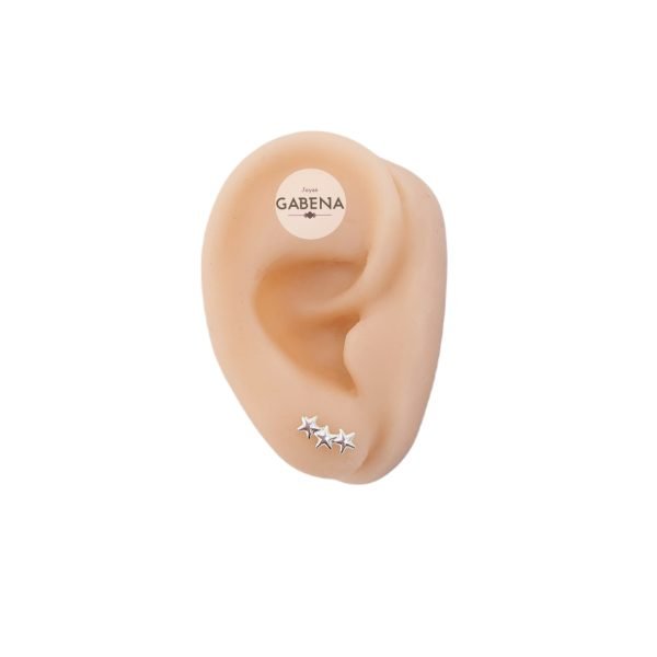 aro tres estrellas plata oreja