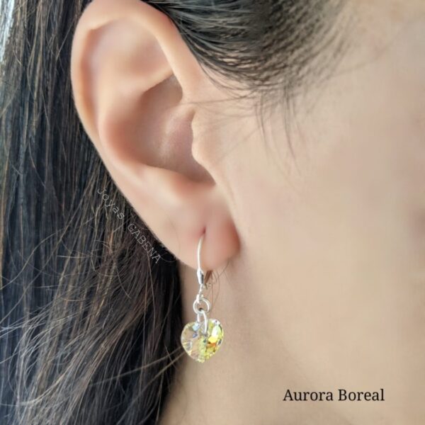 aros corazon cristal swarovski aurora boreal