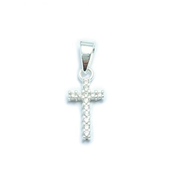 Dije Cruz con Cristales Plata 925