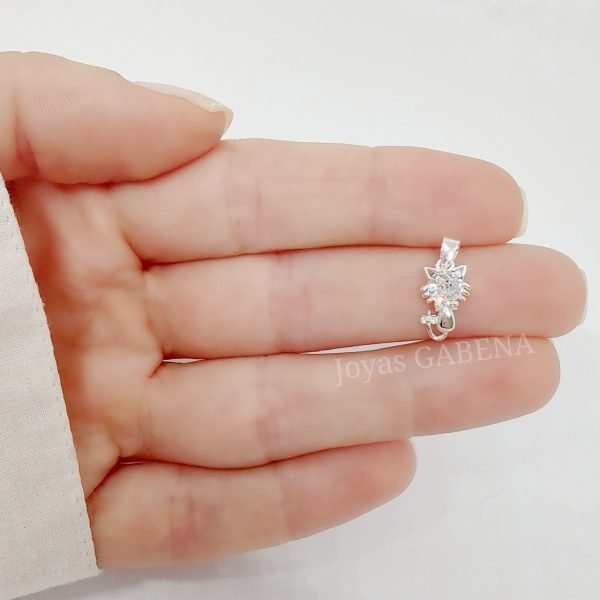 dije gato cristal 10mm plata 925 1