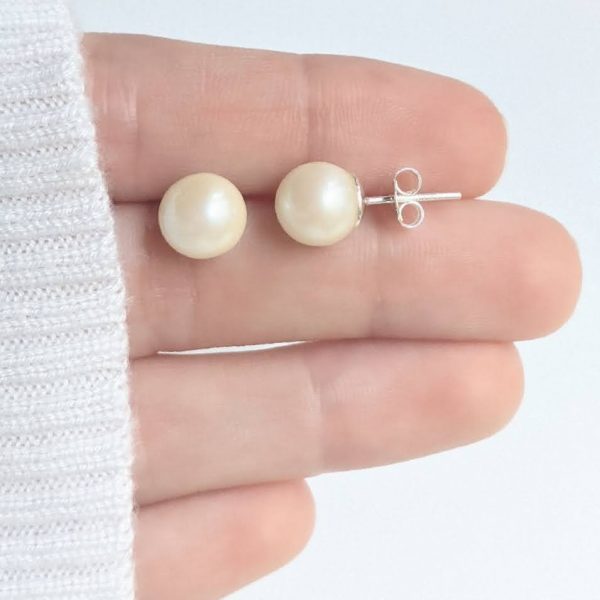 Aros Perla Cultivada 9mm Plata 925 - Pasantes