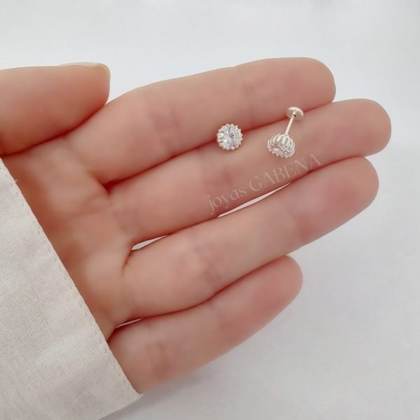 Aros Abridores Cristal 6mm Plata 925 - Imagen 3