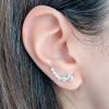 Aros Trepadores Cristal Blanco Por Par Plata
