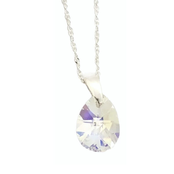 CSW-25 collar Cristal Swarovski Gota 12mm Plata 925 Aurora Boreal