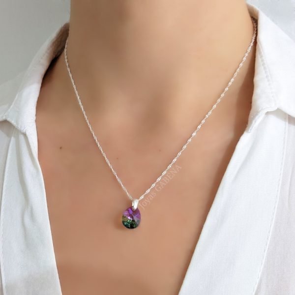 Collar Cristal Swarovski gota12mm Plata paradise shine