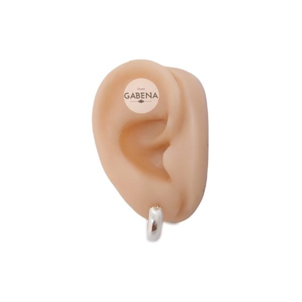aro argolla grueso 14mm plata oreja