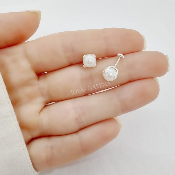 aros abridores perla 7mm engarzada plata