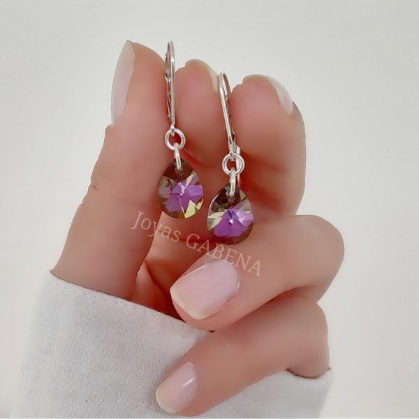 aros cistal swarovski gota 12mm plata 925 paradise shine