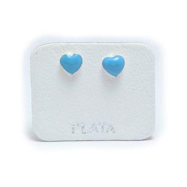 Aros corazón celeste