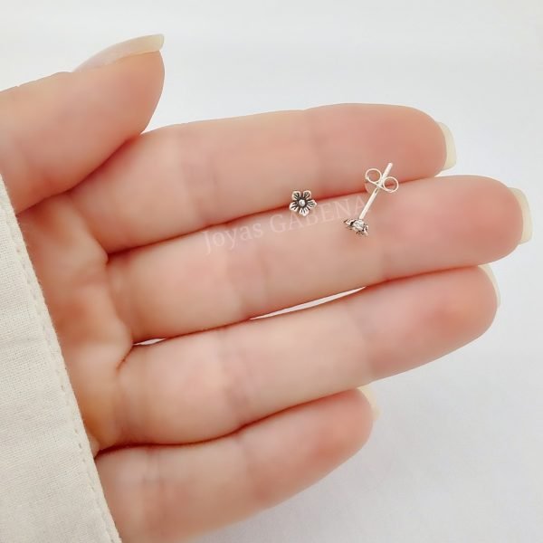 aros flor plata