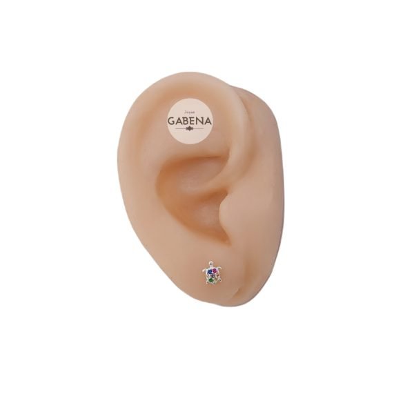 aros tortuga cristal plata oreja