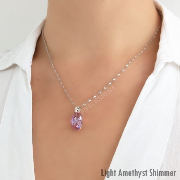 collar gota swarovski light amethyst shimmer plata 925