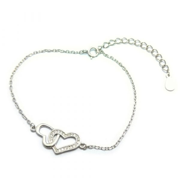 pulsera dos corazones cristal