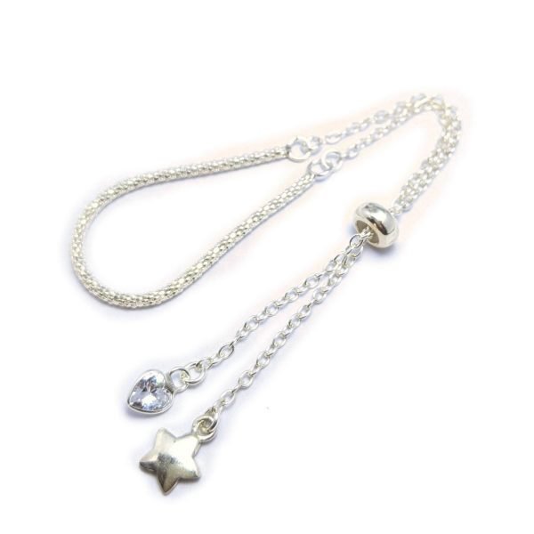 Pulsera regulable estrella y corazón cubic